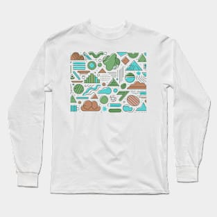 Colorful 80s Retro Geometric Pattern Long Sleeve T-Shirt